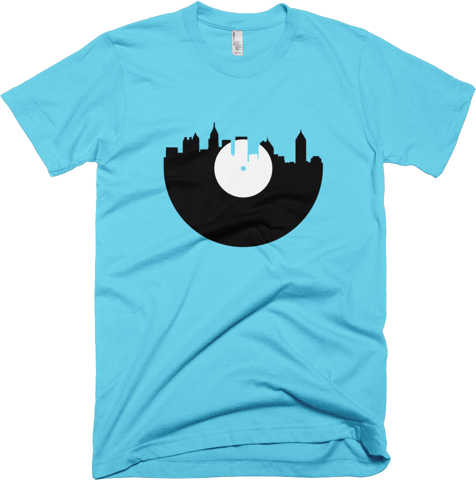 City Skyline Music Record Design T-shirt - T-shirt Clipart (1000x1000), Png Download