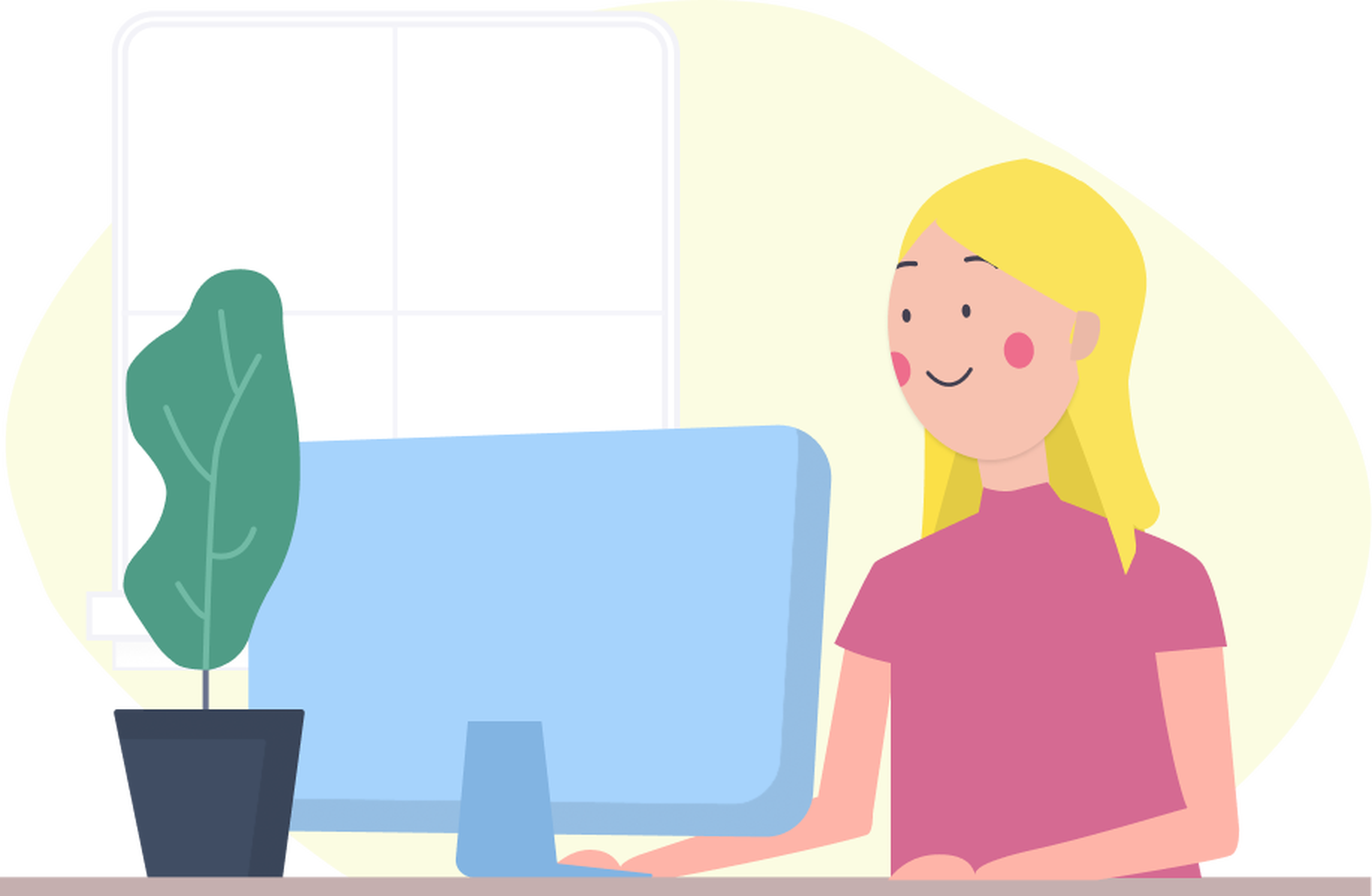 Writer Working On A Computer - Illustration Clipart (2880x1882), Png Download