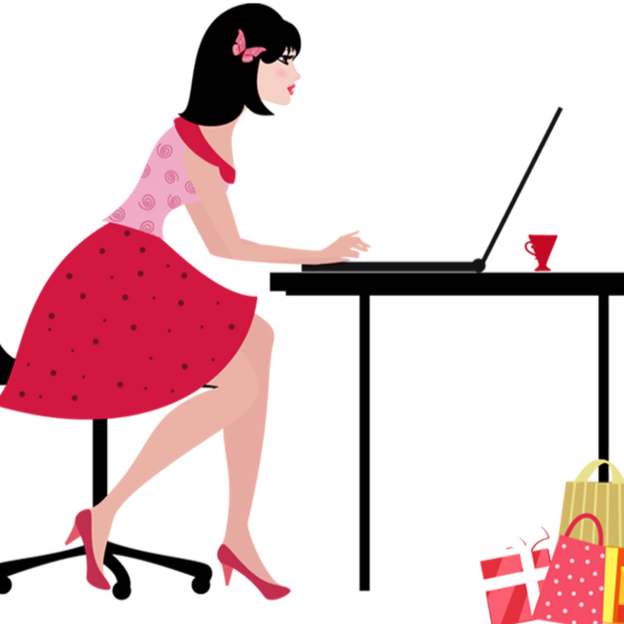 Posted On Jul 28, - Woman On Laptop Png Cartoon Clipart (1280x1280), Png Download