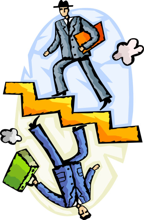 Vector Illustration Of Businessmen Ascend And Descend Clipart (458x700), Png Download