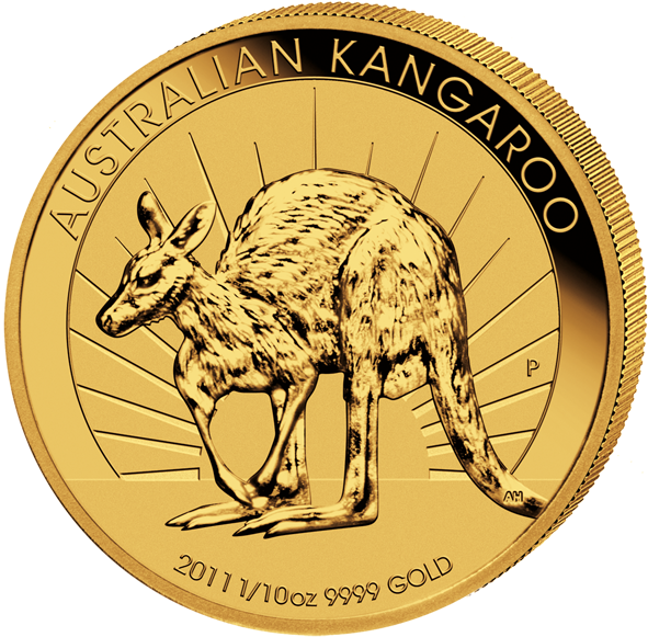 15 $ Känguru 1/10 Oz Au Versch - Australian Kangaroo Gold Coin 2019 Clipart (600x591), Png Download