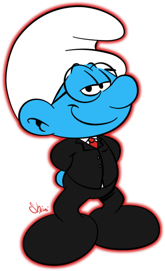 In Het Pak Smurf - Smurf In A Suit Clipart (570x905), Png Download
