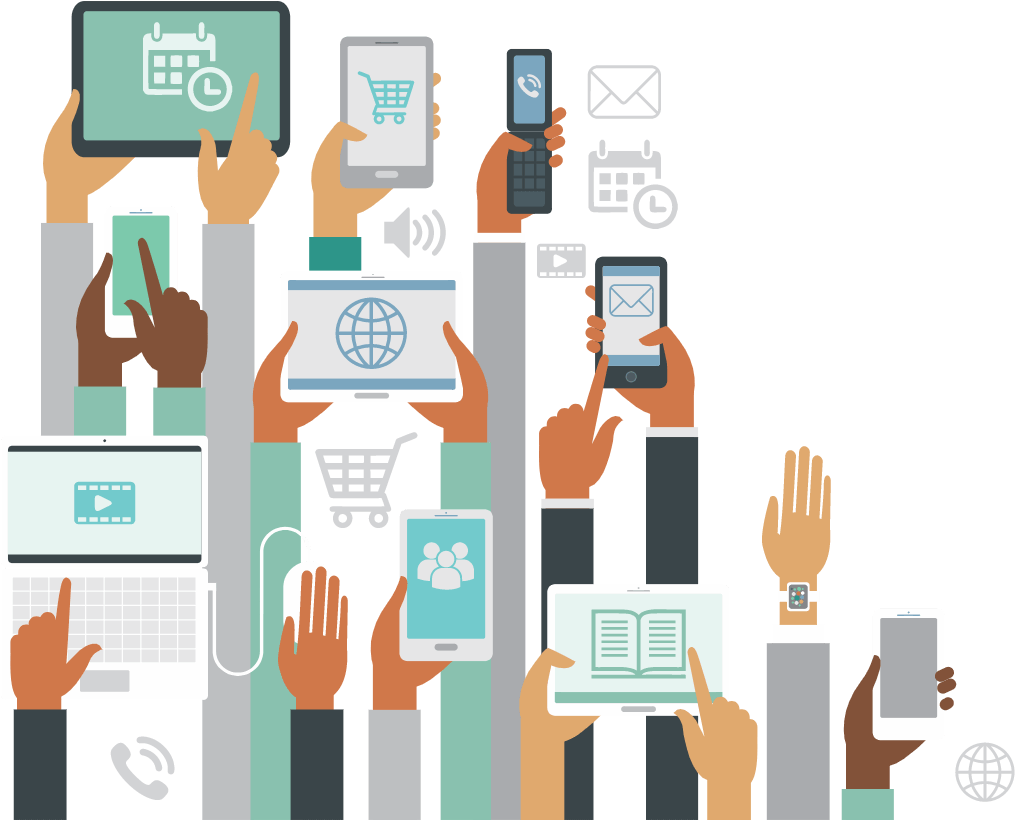 Qa Automation Company - Hands Holding Device Vector Clipart (1303x855), Png Download