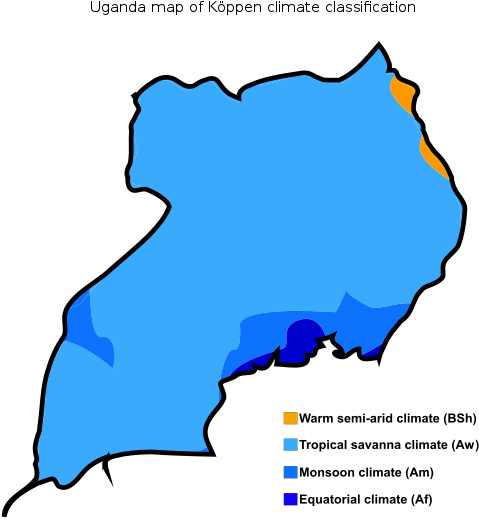 Uganda Map Of Köppen Climate Classification - Koppen Climate Classification Uganda Clipart (560x560), Png Download