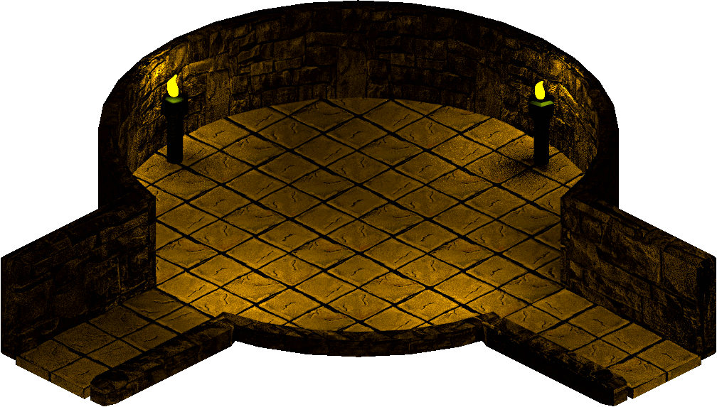 25779 Plex Dungeon Torchlit Room Round 2 Exits Bottom - Arch Clipart (1008x573), Png Download