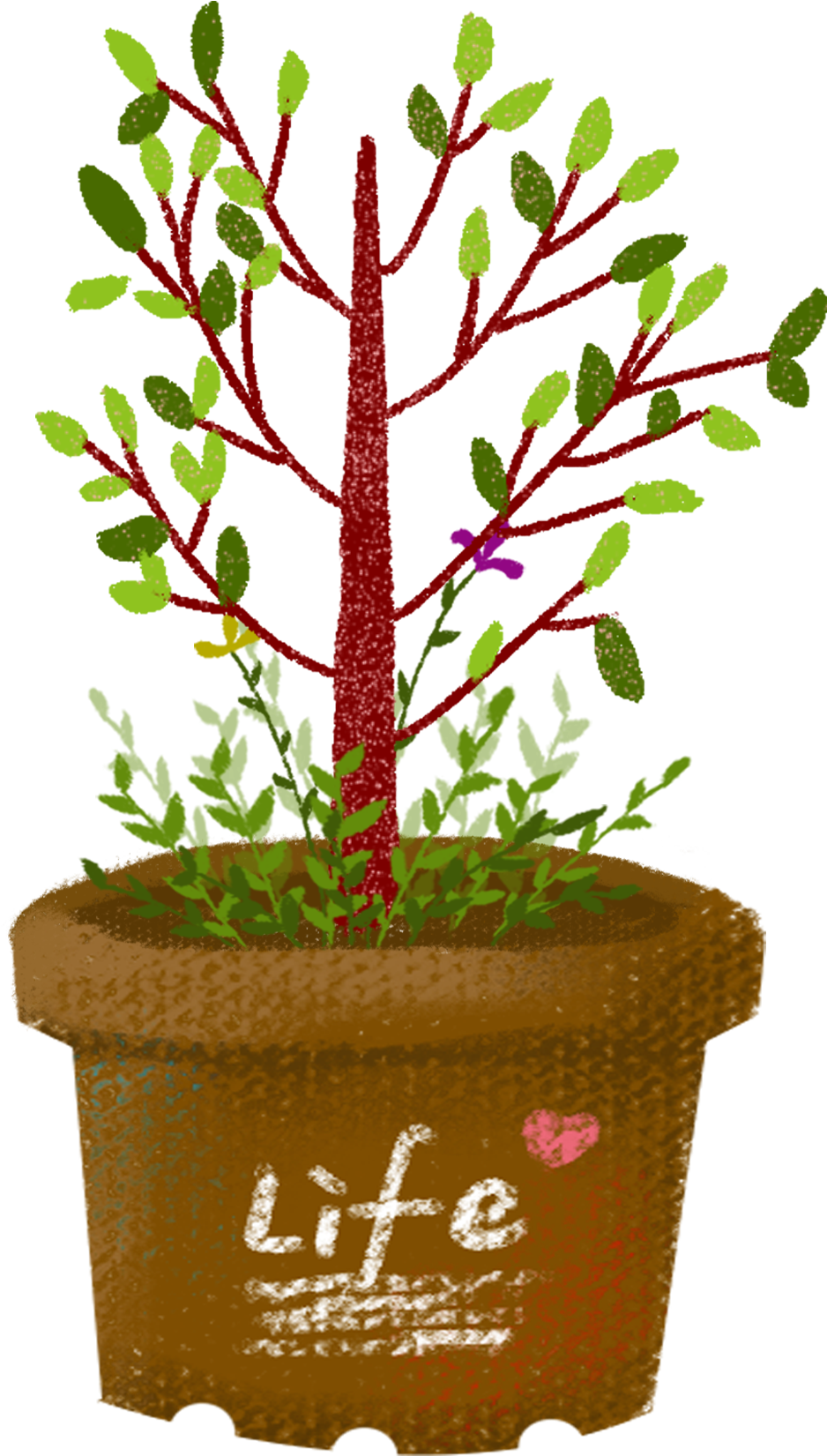 Hand Drawn Wind Cartoon Plant Flowers Trees Png And - Flowerpot Clipart (2000x2000), Png Download
