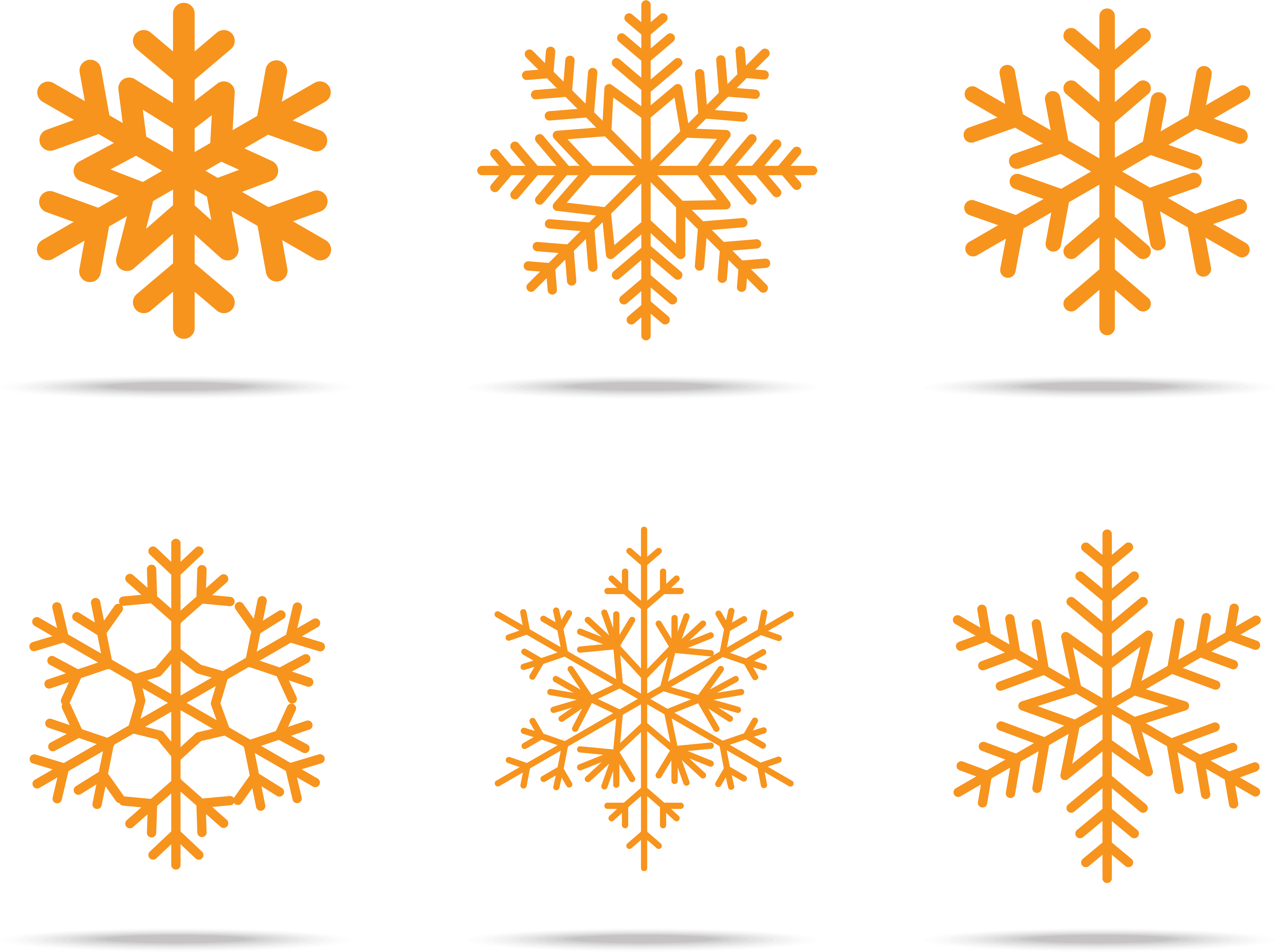 Snowflake Winter Pattern Orange Snowflakes Transprent - Orange Snowflake Clipart (4731x3487), Png Download