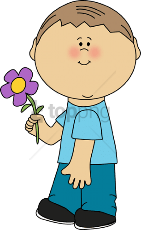 Free Png Boyflower - Boy With Flower Clipart Transparent Png (480x785), Png Download