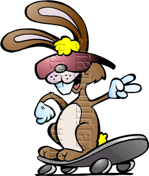 Rabbit Riding Skate Board Mascot Logo - Easter Bunny Skateboard Clipart (600x600), Png Download