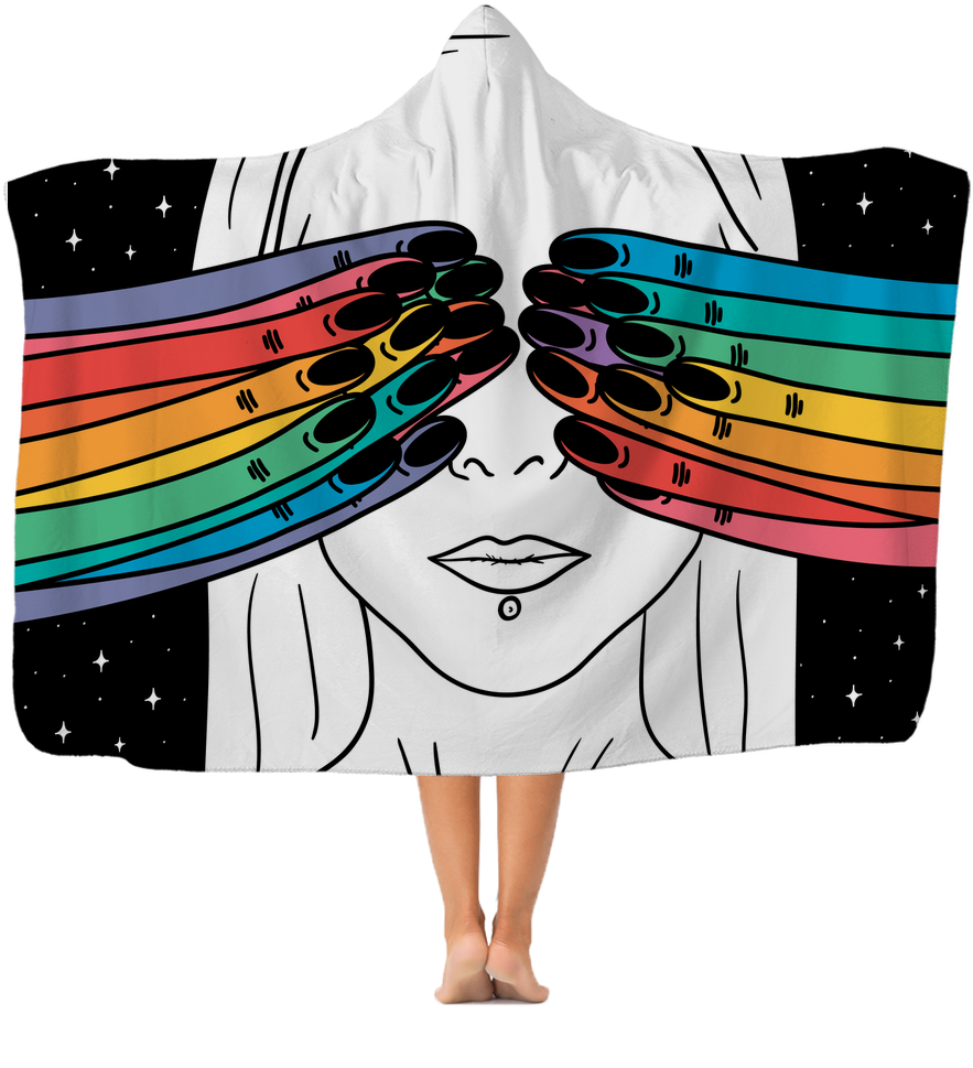 Hand Drawn Closed Eyes Premium Adult Hooded Blanket - Drawing Clipart (883x969), Png Download