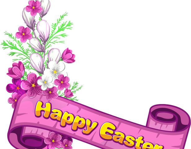 Easter Flower Clipart Easter Bunny - Banner Happy Easter Png Transparent Png (640x480), Png Download