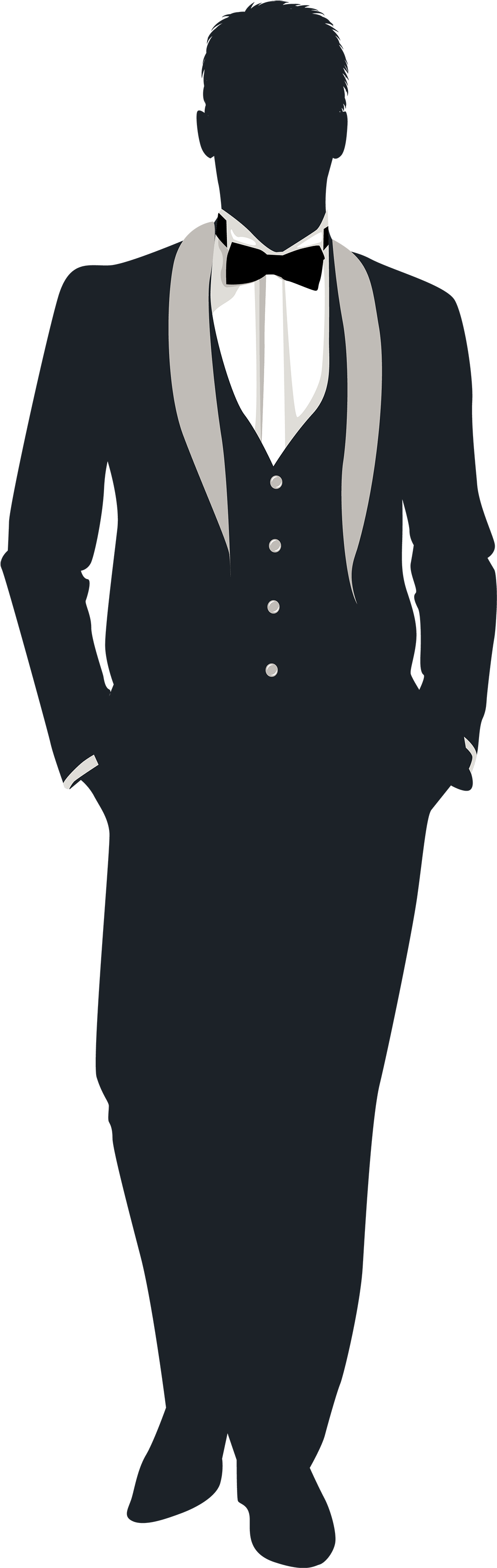 Groom Silhouette Png Clip Art - Groom Silhouette Transparent Png (1080x3409), Png Download