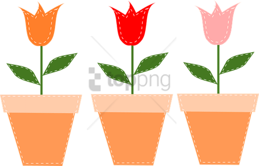 Free Png Flower Pots Pots Tulips Flowers Pot Tulip - Free Clip Art Mother's Day Transparent Png (850x544), Png Download