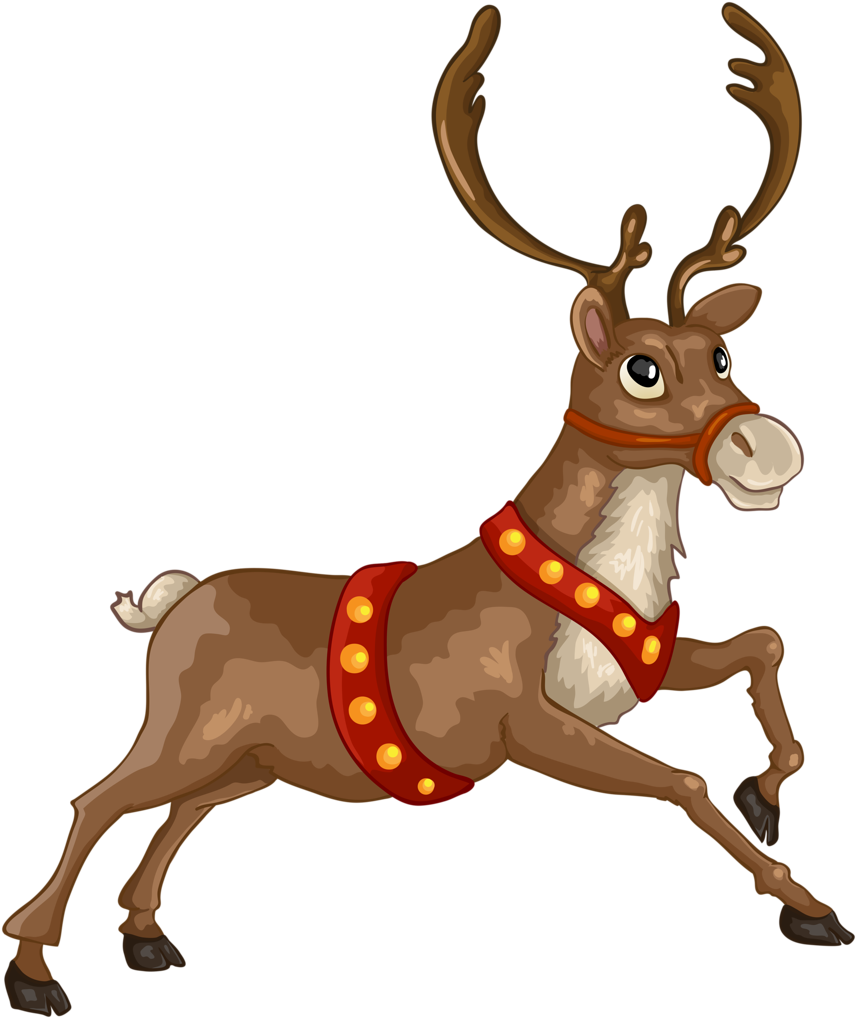 Christmas Clipart, Christmas Crafts, Christmas Animals, - Santa Claus With Deer And Tree - Png Download (906x1024), Png Download