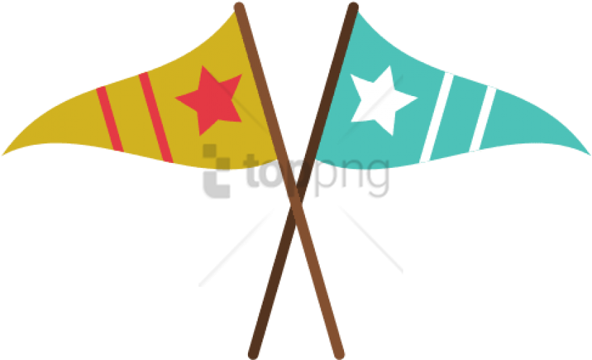 Free Png Image Black And White Stock Decorative Pennants Clipart (850x517), Png Download