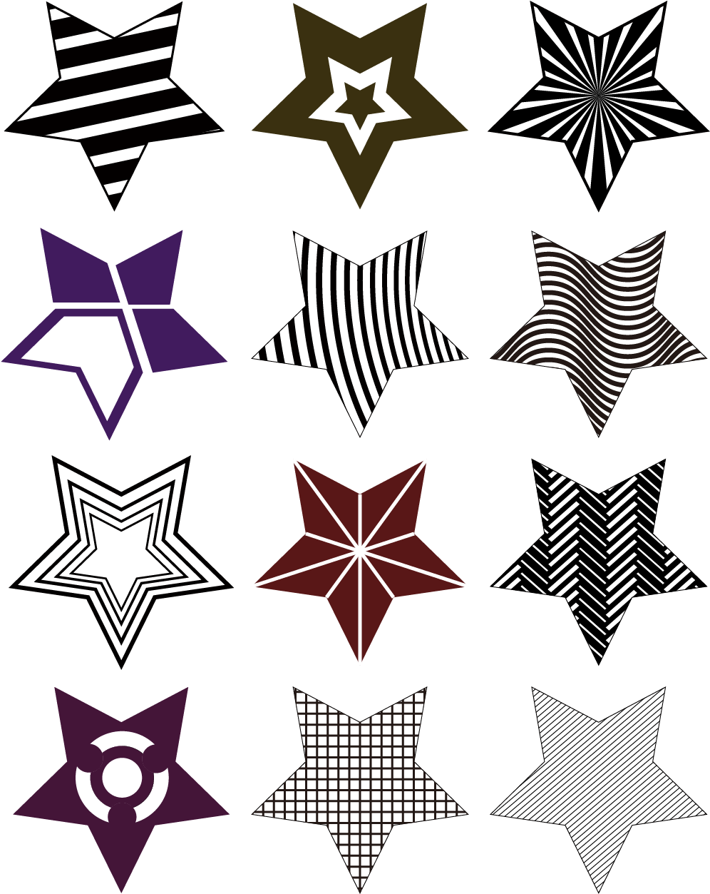 Star Black White Lines Composition Png And Vector Image - Vector Graphics Clipart (1024x1370), Png Download