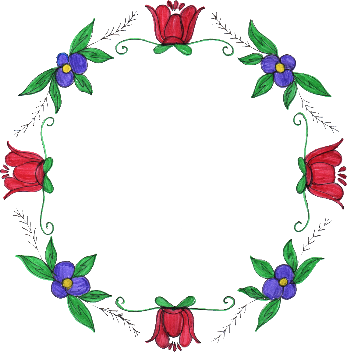 8 Circle Flower Drawing Frame Clipart (1139x1153), Png Download