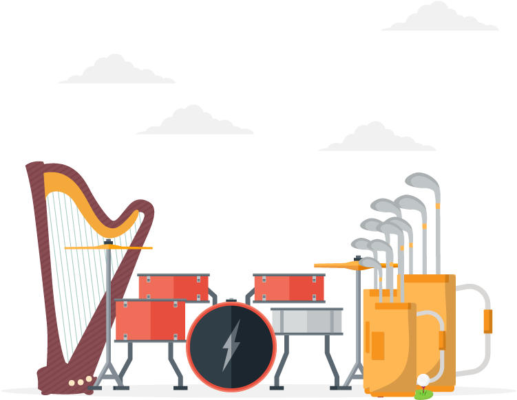 Large Sports And Musical Baggage - Music Clipart (800x600), Png Download