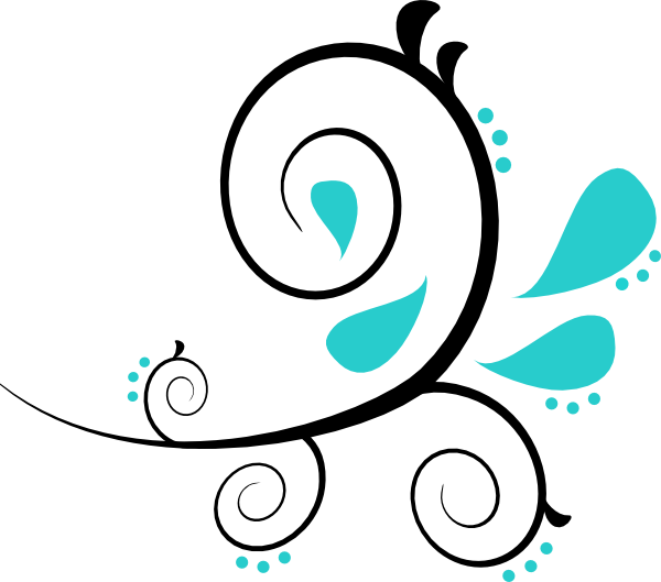 Black And Teal Swirls Clipart (600x529), Png Download