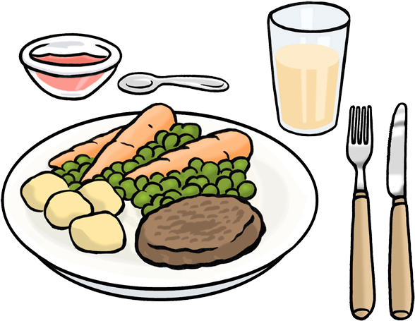Die Lebensmittel Müssen Gesund Sein - Mittag Essen Clipart - Png Download (687x500), Png Download
