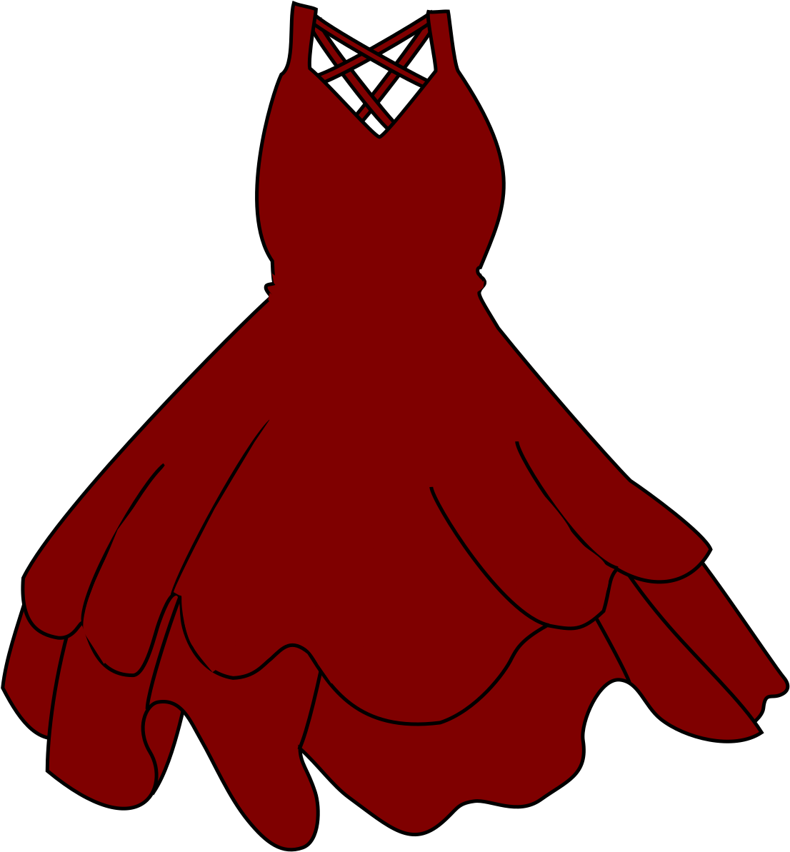Burgandy Dress Clip Art - Black Dress Clip Art - Png Download (552x595), Png Download