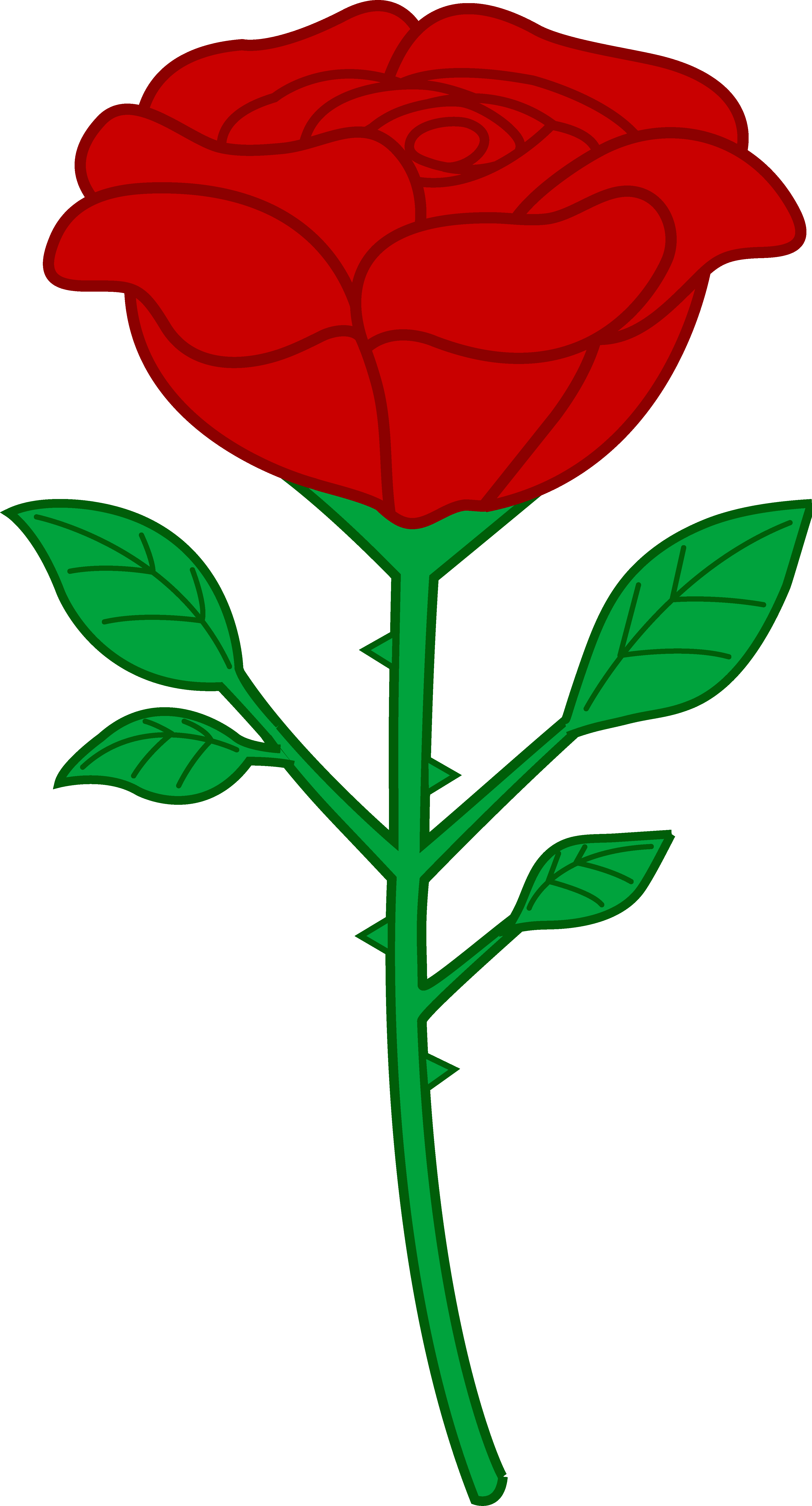 Clip Art Roses With Thorns And Dead Vines - Cartoon Rose Transparent Background - Png Download (3906x7240), Png Download