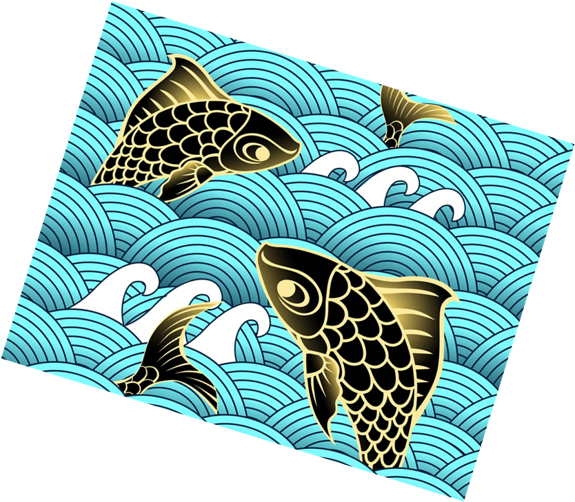 University Of Alabama Clipart - Decoration Sensation Asian Fish In Waves Decorative - Png Download (834x729), Png Download