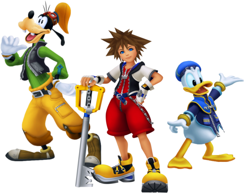 Sora Donald Goofy Kingdom Hearts - Donald Goofy Kingdom Hearts Clipart (900x691), Png Download