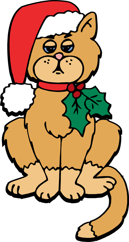 Cat Christmas Cliparts - Christmas Cat Clipart Free - Png Download (441x826), Png Download