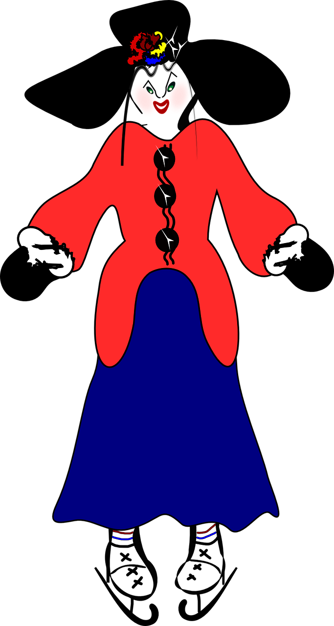 Lady Wearing Hat And Ice Skating Shoes - Clip Art - Png Download (600x1121), Png Download