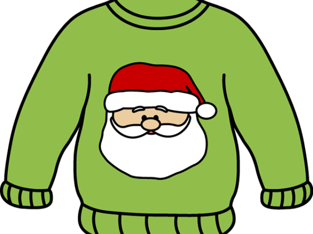 Santa Clipart Jacket - Sweater Clipart Black And White - Png Download (640x480), Png Download