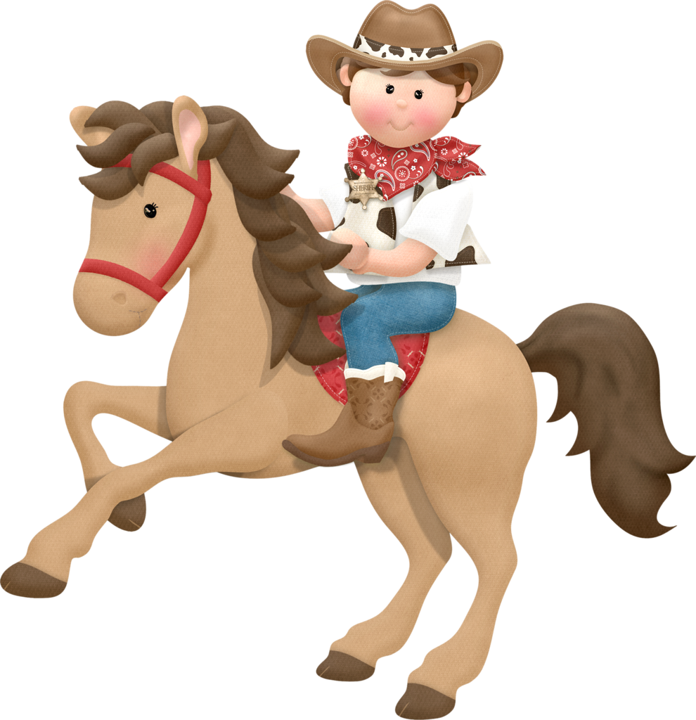 Cowboy E Cowgirl Western Theme, Western Cowboy, Western - Caballo Vaquero Animado Png Clipart (990x1024), Png Download