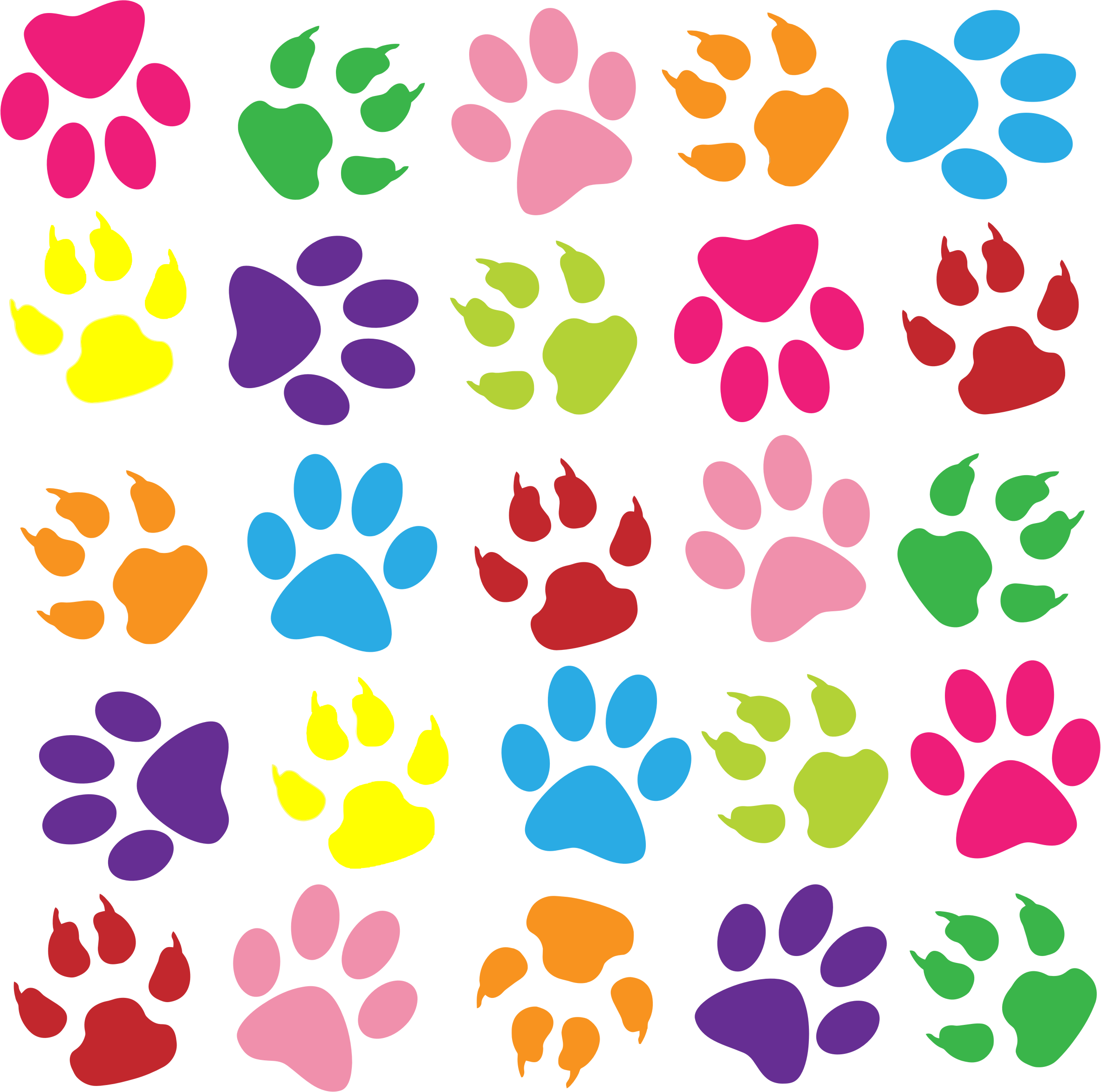 Clip Art Colorful For Free Download - Paw Prints Throw Blanket - Png Download (2363x2344), Png Download