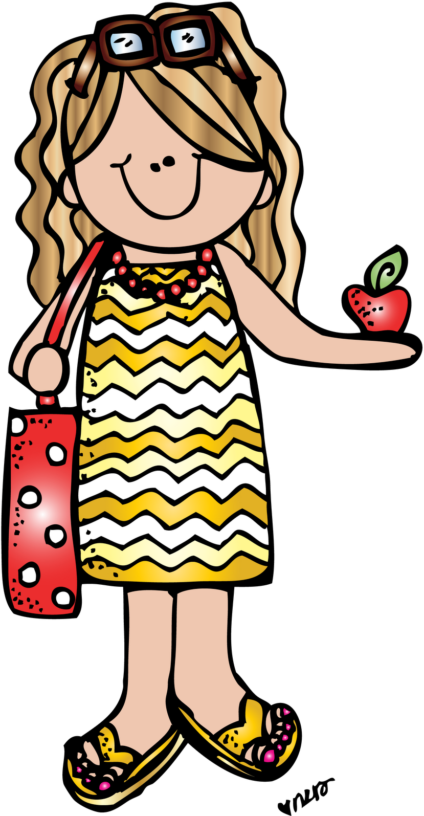 Girls Clips, School Clipart, School Days, Back To School, - Melonheadz Teacher Curly Hair - Png Download (841x1600), Png Download