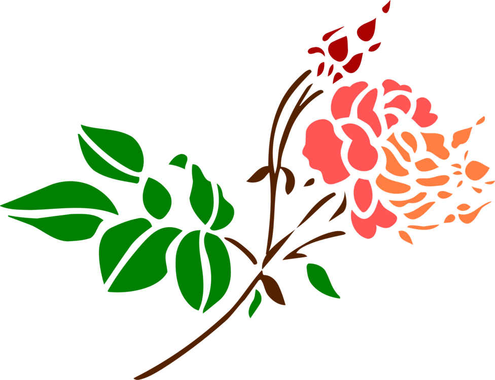 Floral Design Rose Computer Icons Color Line Art - Flower Clipart Rose Colour - Png Download (976x750), Png Download