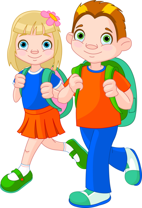 Imágenes De Niños Y Niñas En La Escuela - School Girl & Boy Clipart (476x699), Png Download
