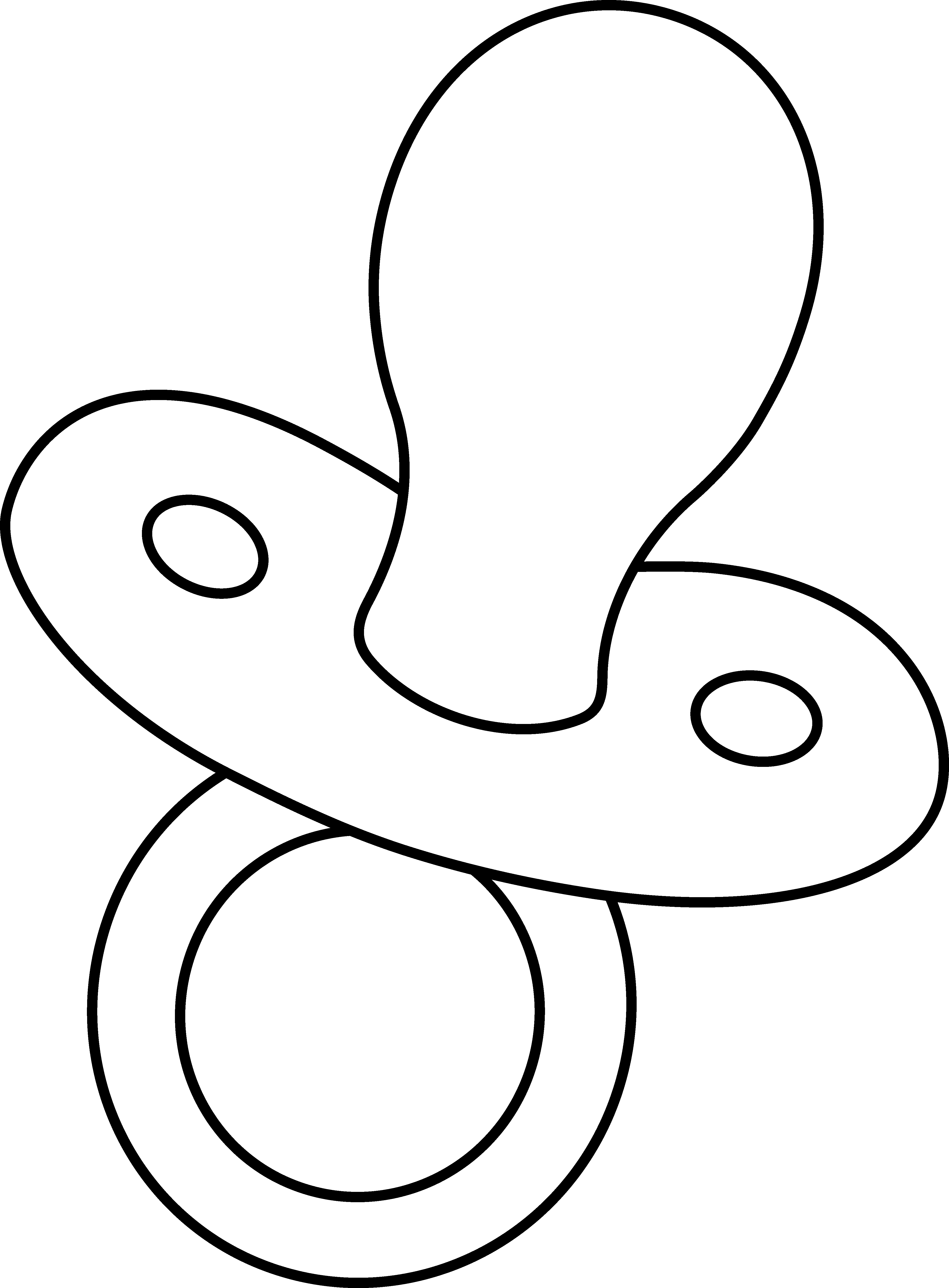 Pacifier Line Art Clip Baby Shower Elephant Stencils - Silhouette Of A Pacifier - Png Download (4226x5734), Png Download