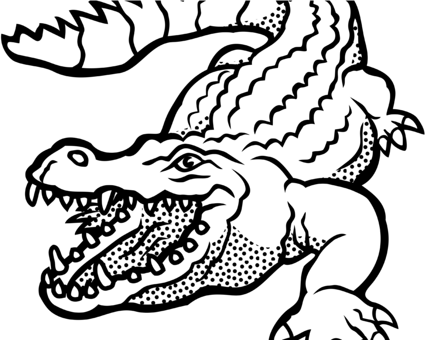 Alligator Clipart Images Black And White Free Download - Crocodile Cartoon Black And White - Png Download (880x660), Png Download