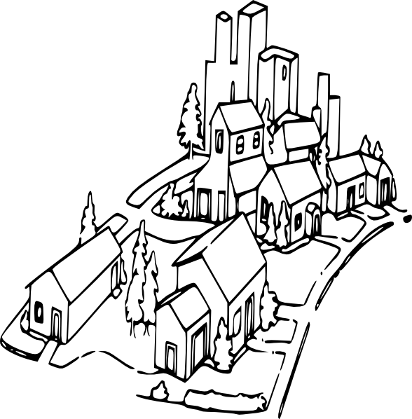 Neighborhood Clipart - Neighborhood Clipart Black And White - Png Download (588x598), Png Download