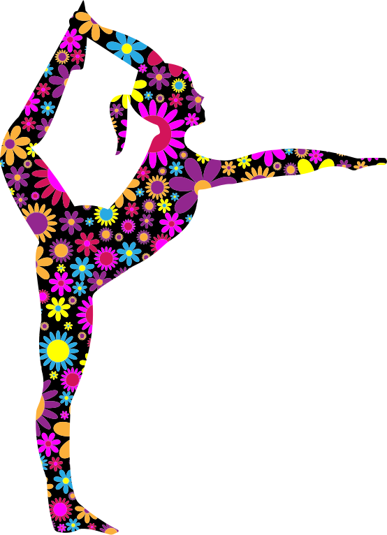 Ballet Dancer Ballet Dancer Silhouette Stretching - Floral Stretching Ballerina Silhouette Clipart (543x750), Png Download