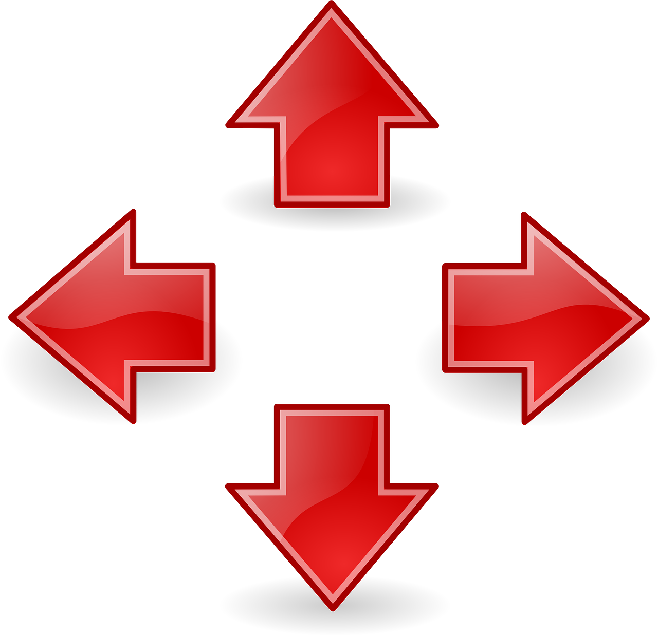 Tango Style Arrows Red - Left Right Up Down Arrows Clipart (800x800), Png Download