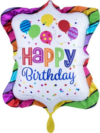 Happy Birthday Bunte Ballons - Rainbow Confetti Happy Birthday Supershape Balloon Clipart (415x600), Png Download