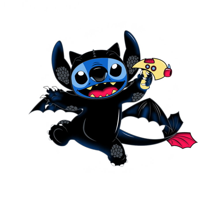Love This Stitch Wearin A Toothless Costume <3 - Stitch Mashups Clipart (799x706), Png Download