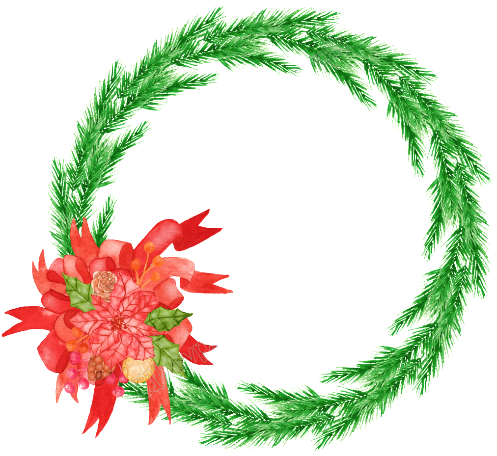 Christmas Reef Png Hand Painted Christmas Wreath Png - Portable Network Graphics Clipart (1024x1024), Png Download