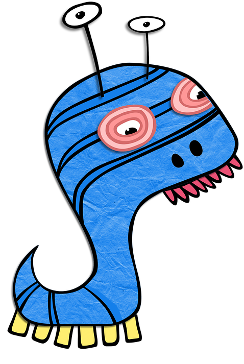 Monster, Clip, Art, Kids, Blue, Antennae, Cartoon - Monster Kids Png Transparent Png (484x720), Png Download