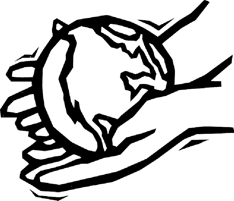 Hand Drawing Outline - Earth In Hands Outline Clipart (800x688), Png Download