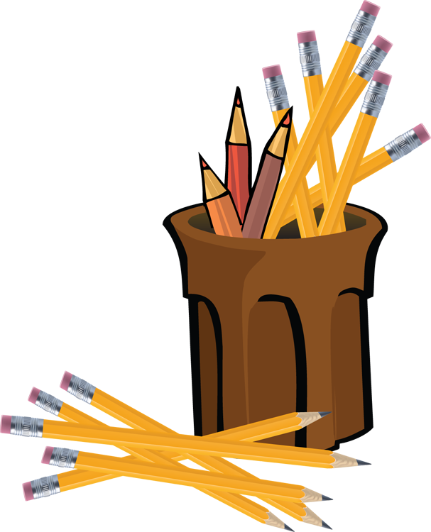 Clipart Info - Clip Art Pencil Cup - Png Download (607x750), Png Download