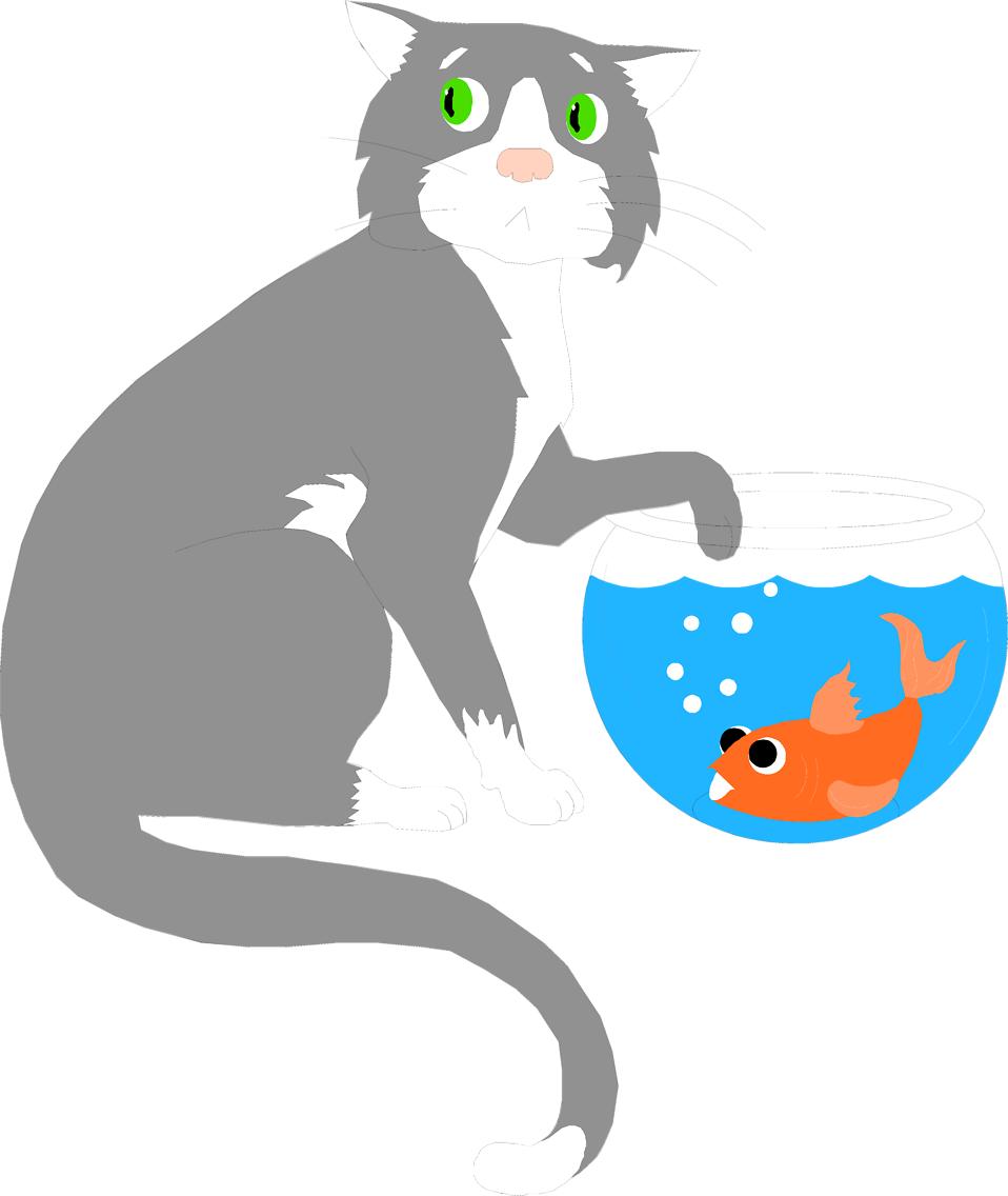 Shark Bowl Cliparts - Cat Fish Bowl Clipart - Png Download (958x1136), Png Download