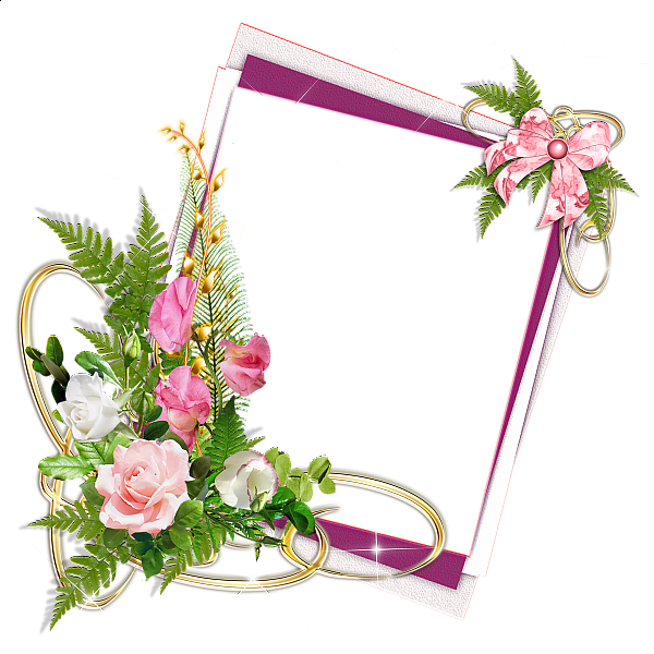 Pink Frame With Roses And Ribbon Rose Decor, Cute Frames, - Picture Frame Clipart (600x600), Png Download
