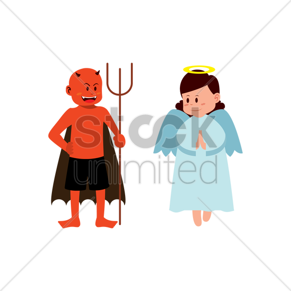 Satan Clipart Angel And Demon - Angel And Devil Clipart - Png Download (600x600), Png Download